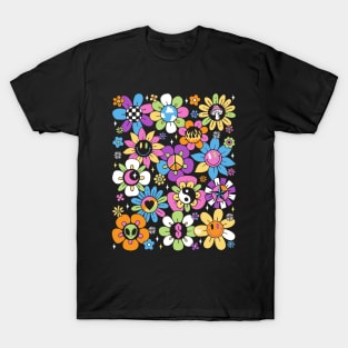 Neon Pastel Smiley Blossoms T-Shirt